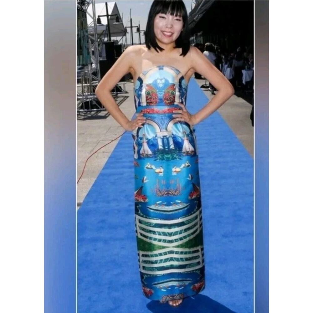 Alice McCall Souls In Motion Lake Como Printed Strapless Maxi Dress Gown Sz 4 - Picture 2 of 13